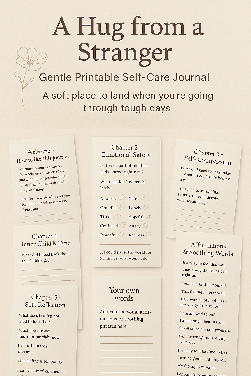 "A hug from a stranger" - A Gentle Printable Journal